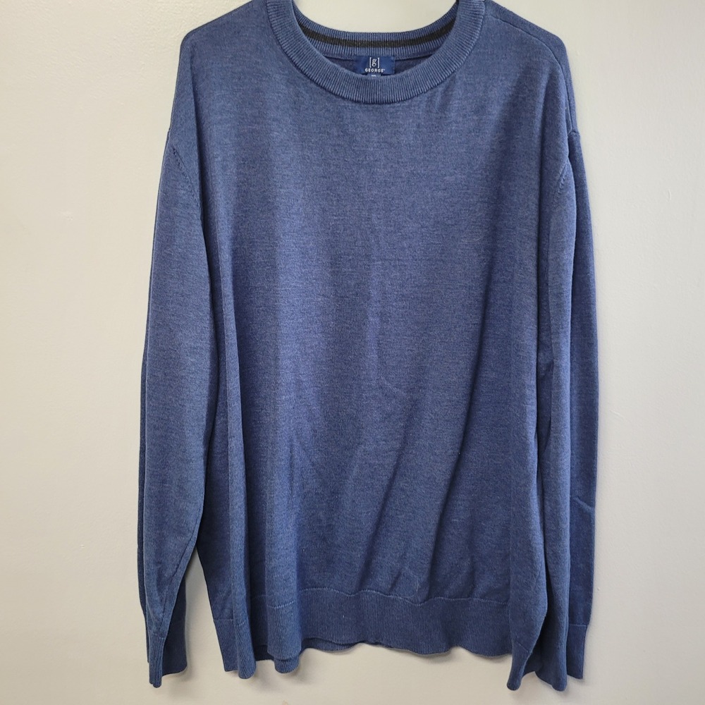 George Mens 3XL Blue Crewneck Long Sleeve Knit Pullover Sweater GE36013590B